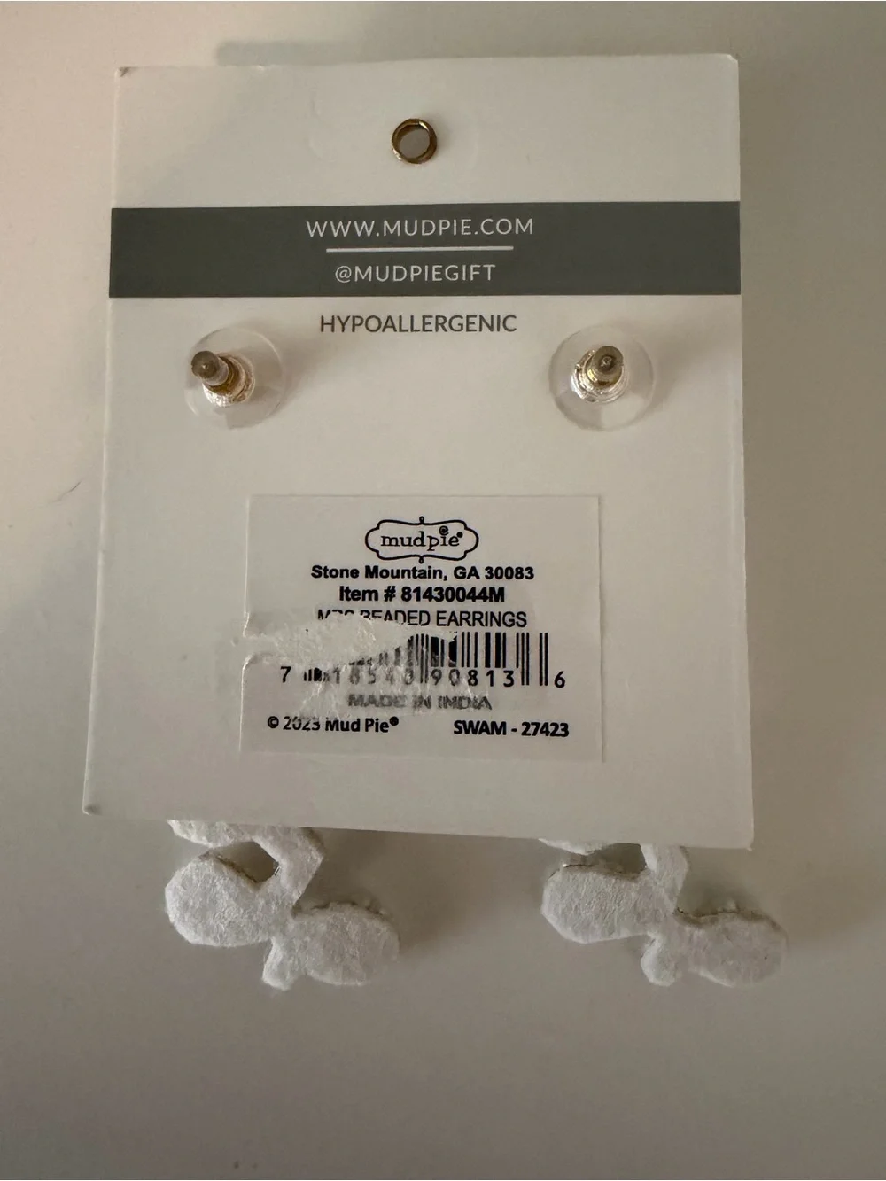 Mud Pie Bridal Mrs. Crystal and Pearl Drop Earrings - Picture 3 of 3